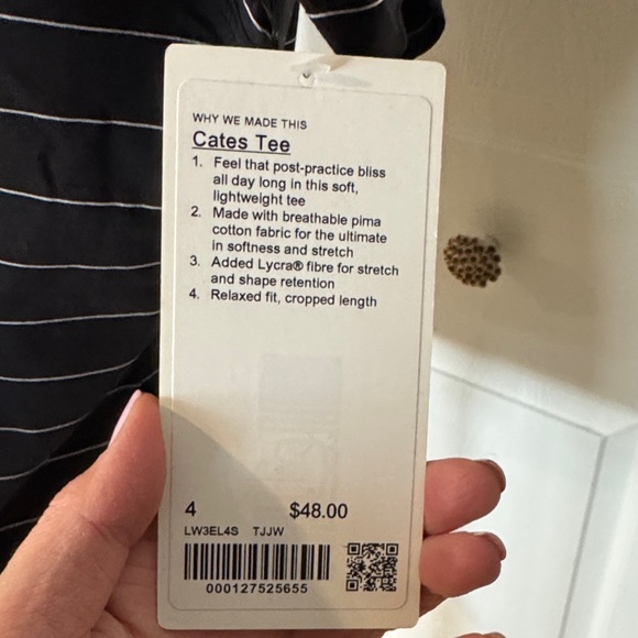 lululemon athletica Black Crop Top with White Stripes - Picture 2 of 3